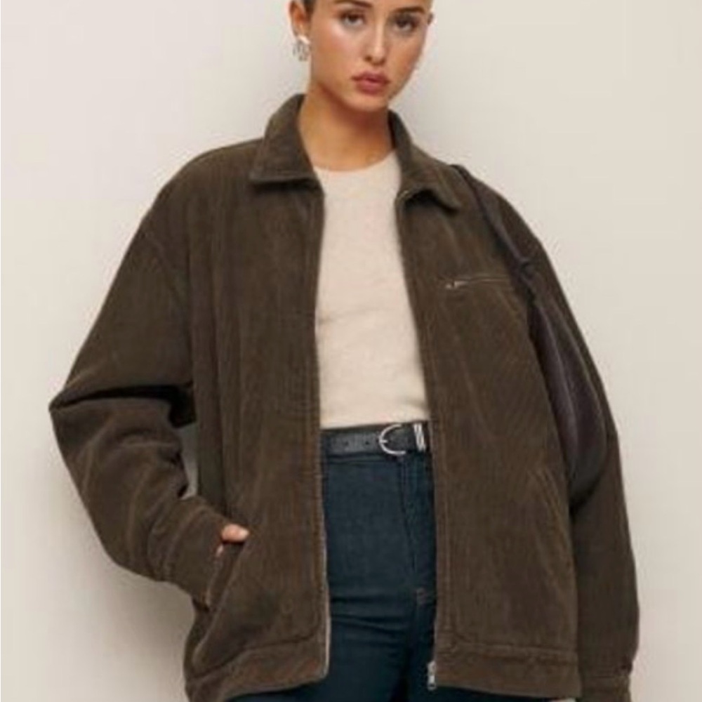 Reformation Dark Brown Corduroy Utility Jacket